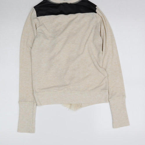 Poof Excellence Womens Beige  Knit Cardigan Jumper Size S