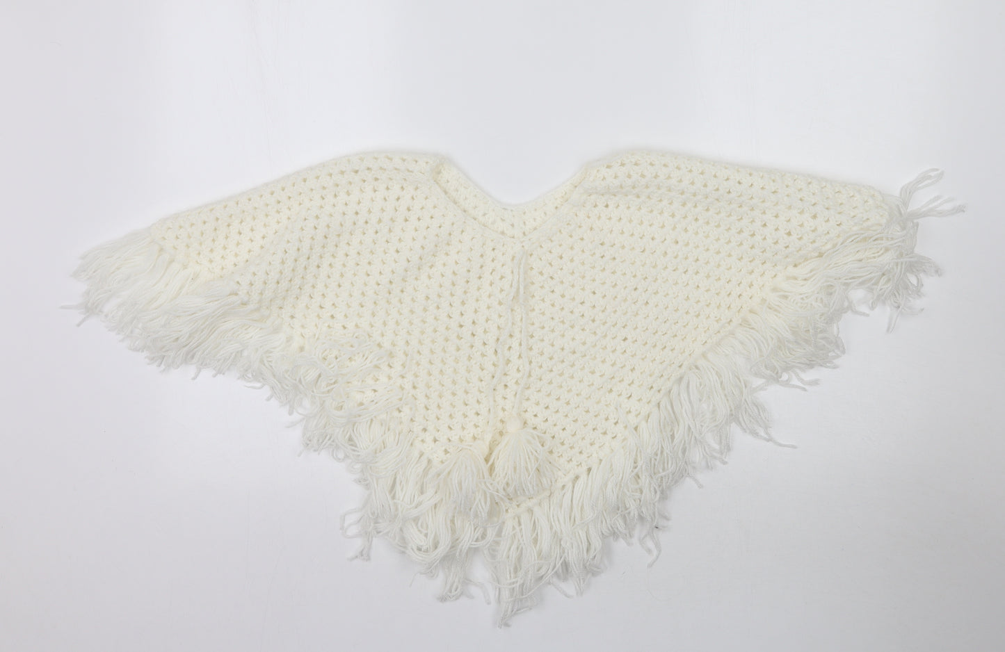 Preworn Womens White  Knit Pullover Jumper One Size  - Poncho