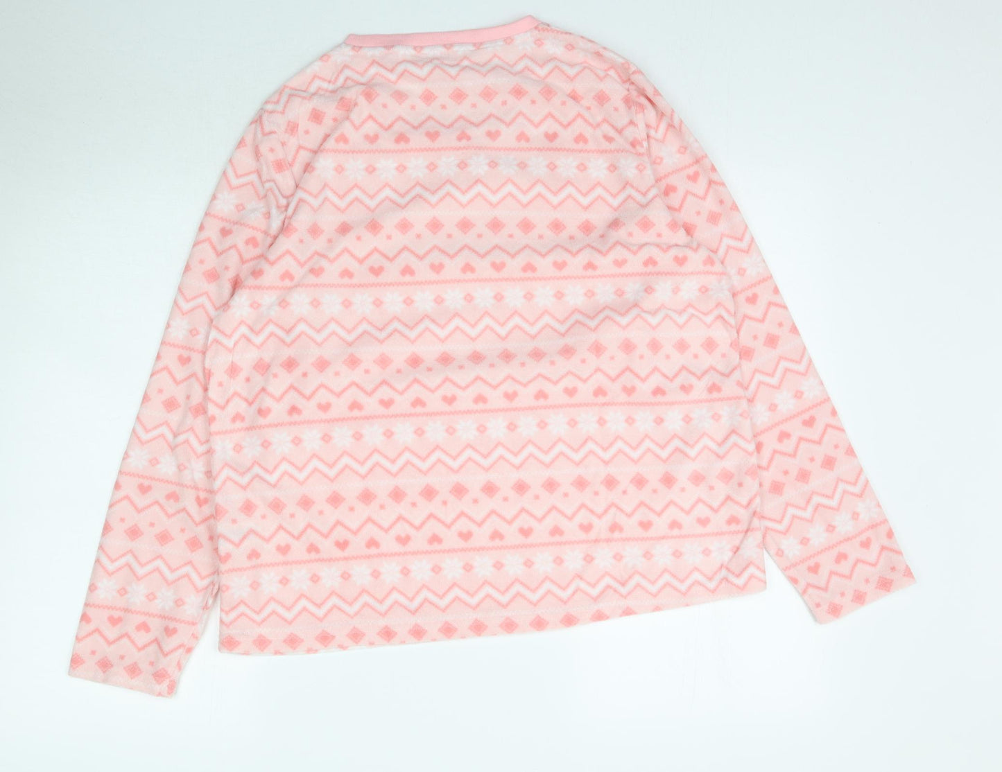 Pep & Co Womens Pink Fair Isle Fleece Top Pyjama Top Size 16