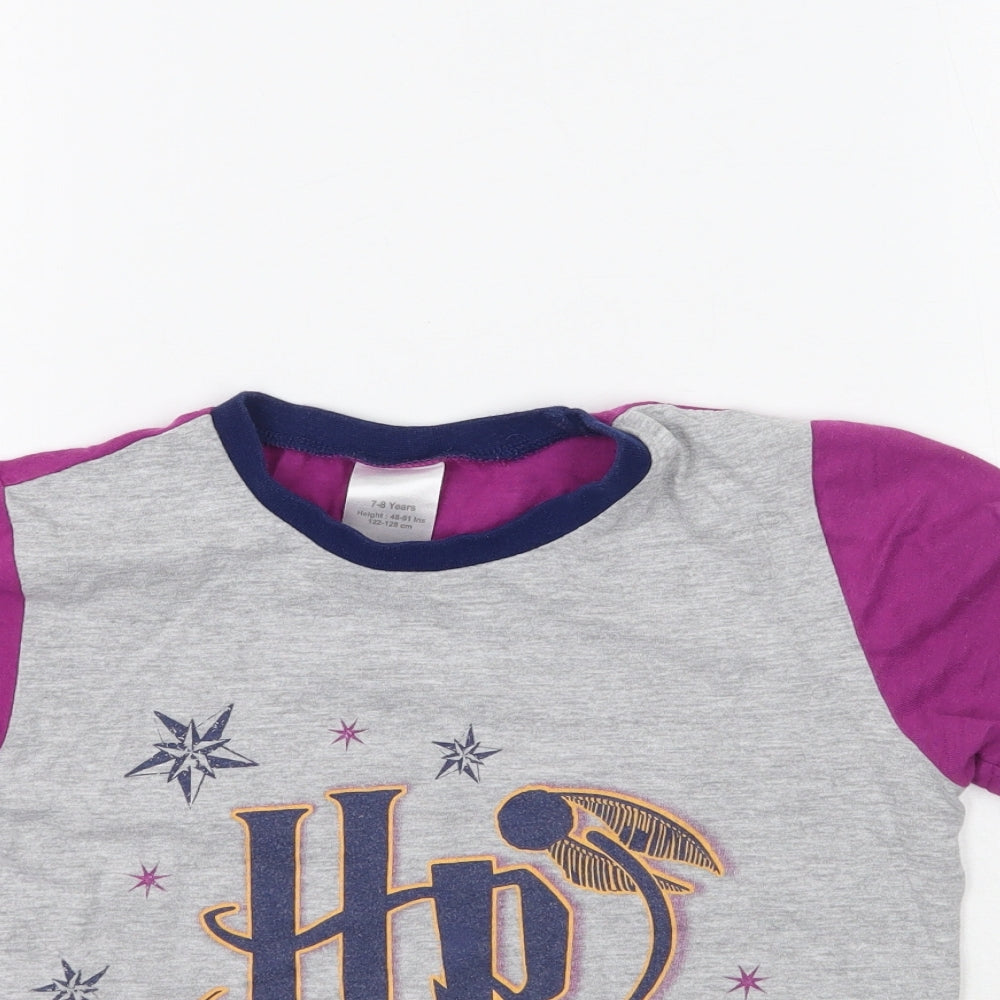 Preworn Girls Multicoloured   Basic T-Shirt Size 7-8 Years  - Harry Potter Hogwarts