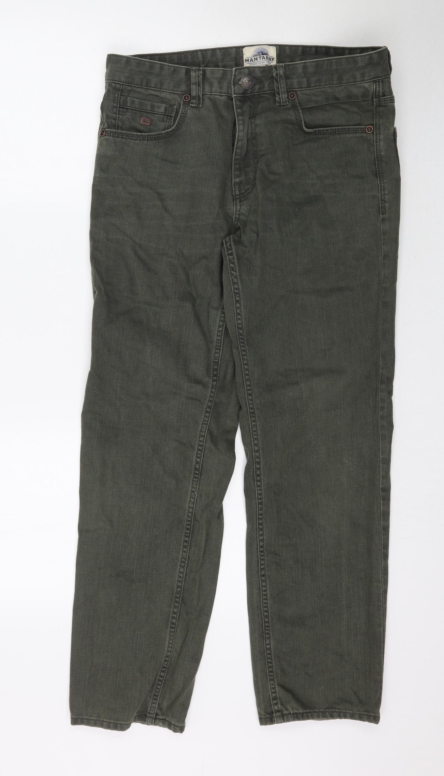 Mantaray Mens Green  Denim Straight Jeans Size 32 L29 in