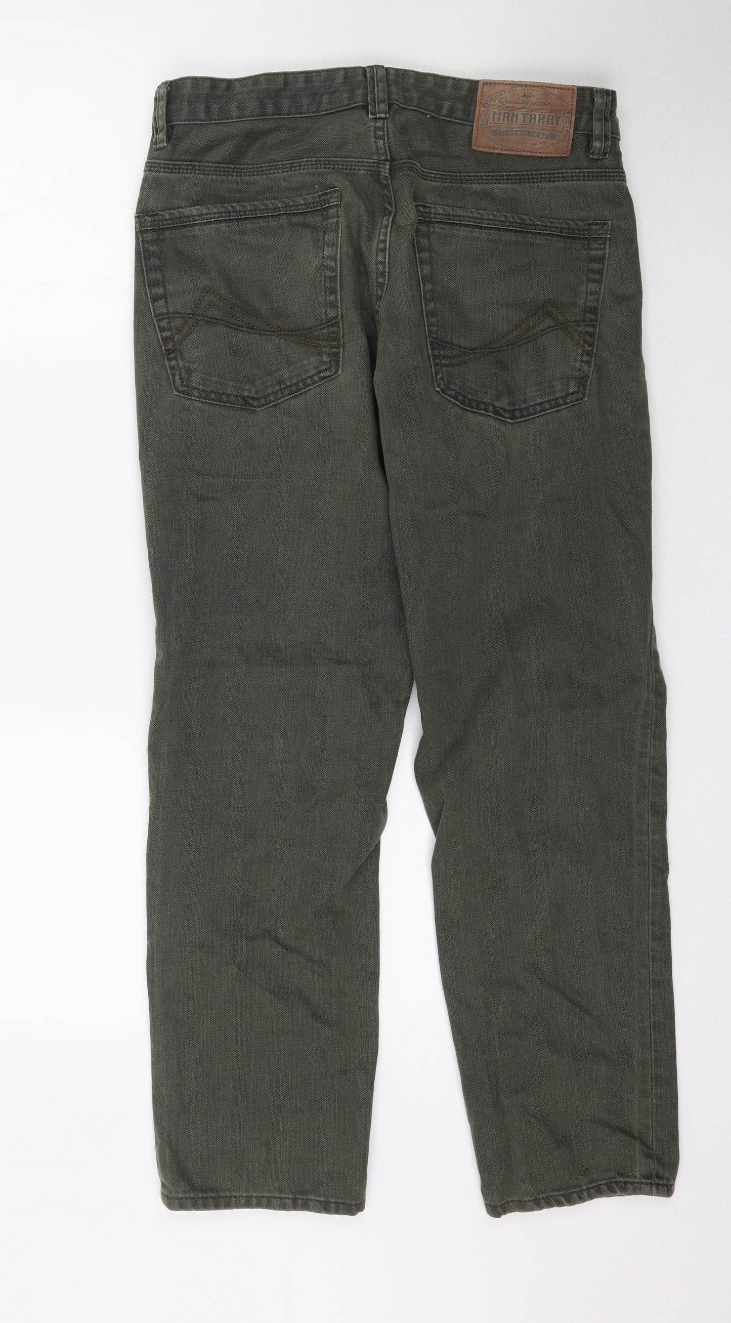 Mantaray Mens Green  Denim Straight Jeans Size 32 L29 in