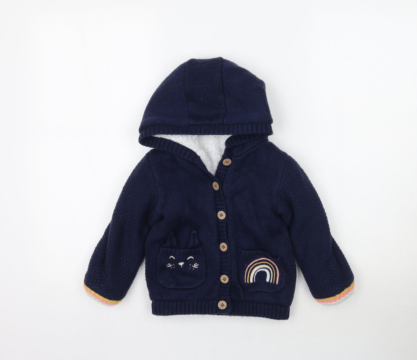 Nutmeg Boys Blue  Knit Cardigan Hoodie Size 5-6 Years