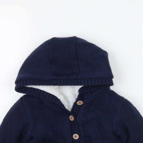 Nutmeg Boys Blue  Knit Cardigan Hoodie Size 5-6 Years