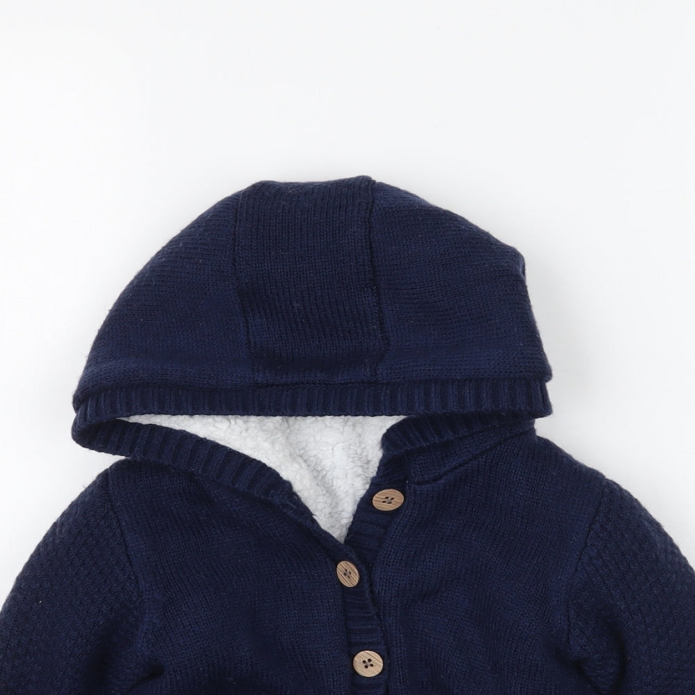 Nutmeg Boys Blue  Knit Cardigan Hoodie Size 5-6 Years