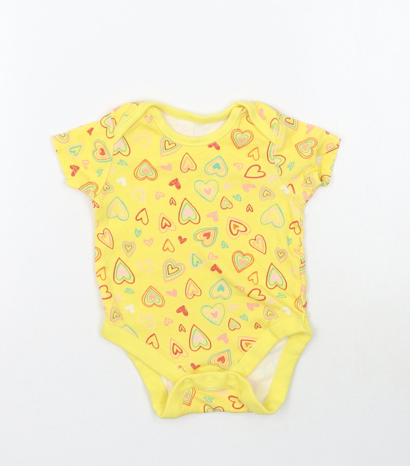 George Baby Yellow   Babygrow One-Piece Size 6-9 Months  - Love Heart print