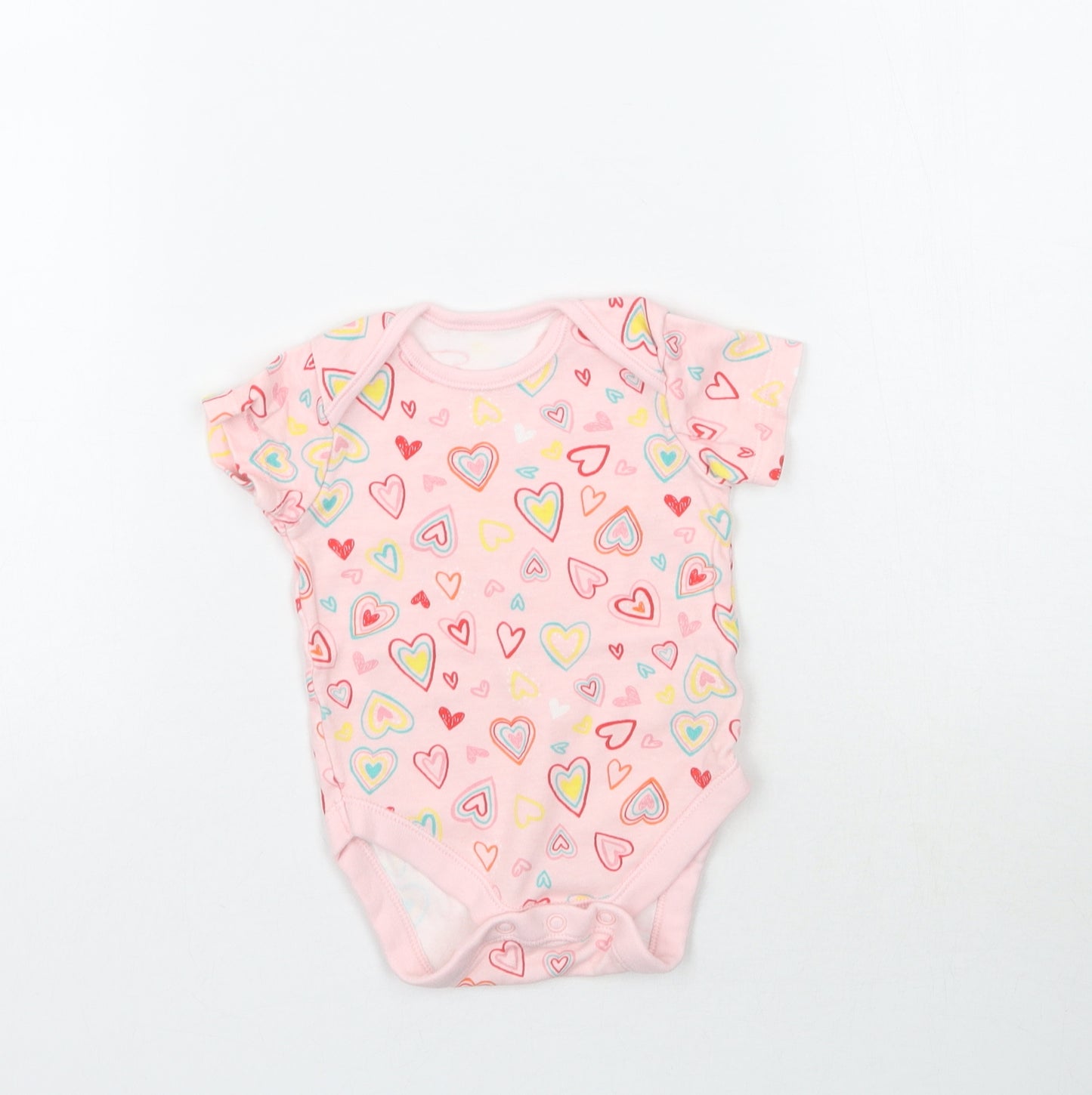 George Girls Pink   Babygrow One-Piece Size 6-9 Months  - Love Heart print