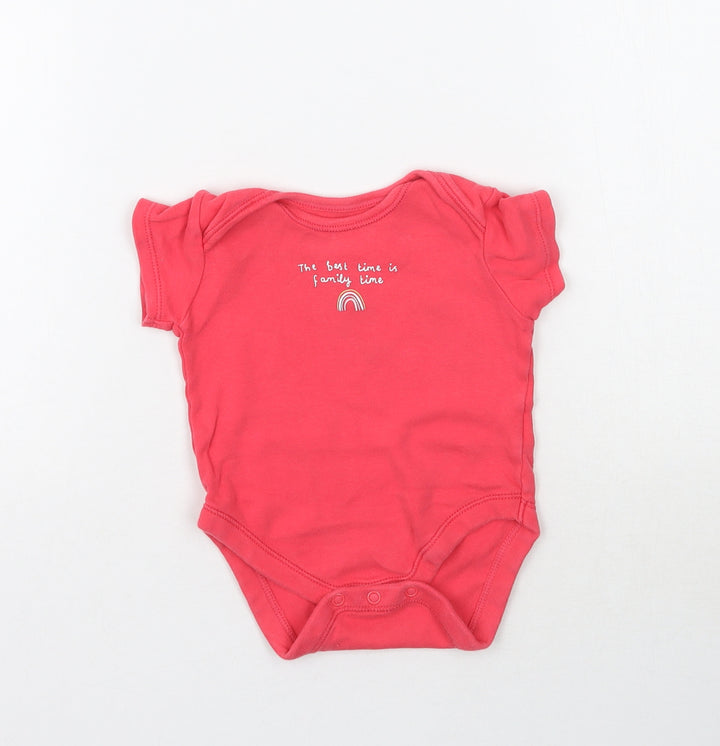 George Girls Pink Babygrow One-Piece Size 6-9 Months - The best time is family time Rainbow