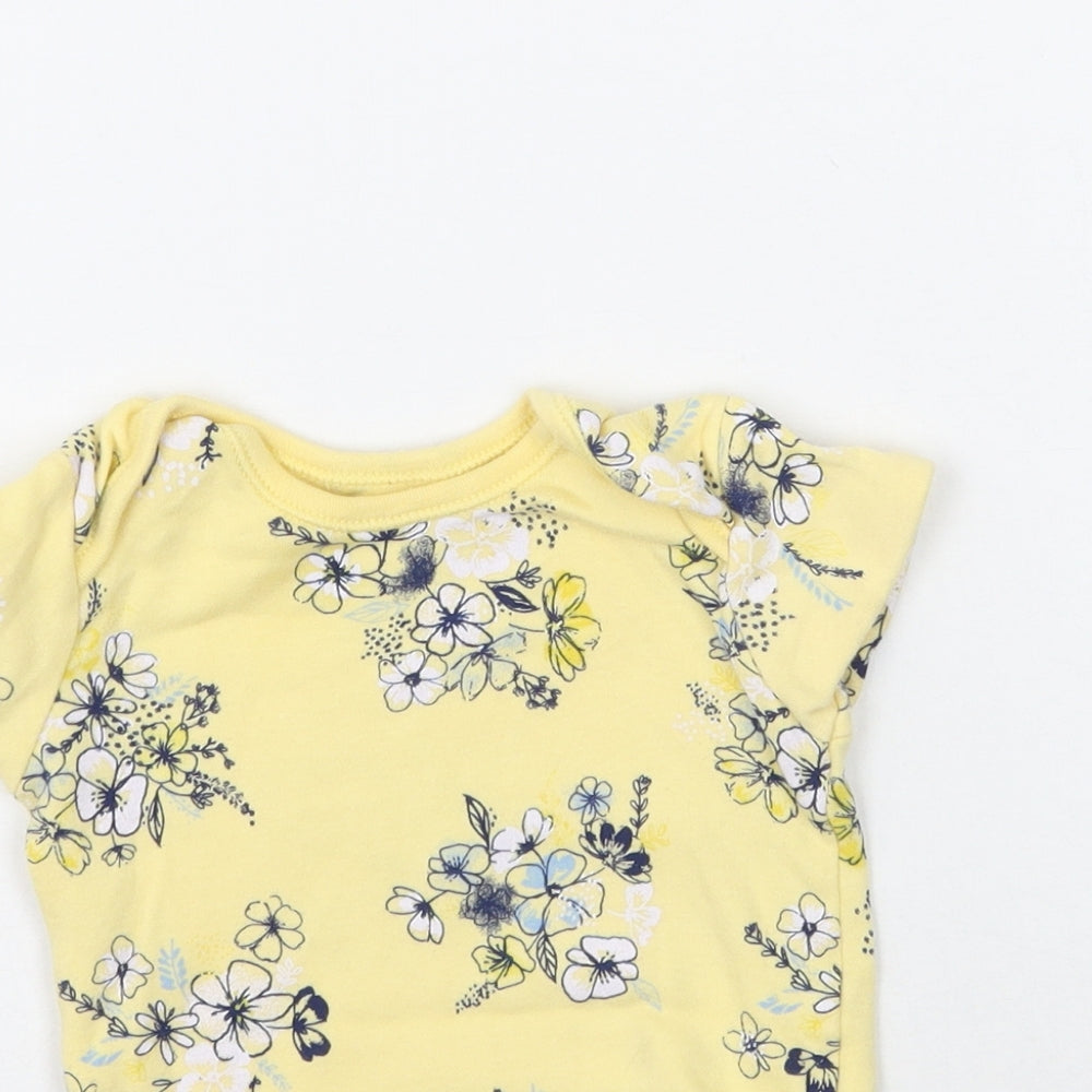 George Girls Yellow Floral  Babygrow One-Piece Size 9-12 Months