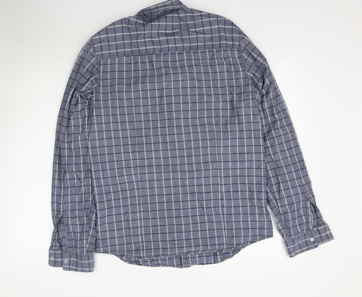 New Look Mens Black Plaid   Button-Up Size M