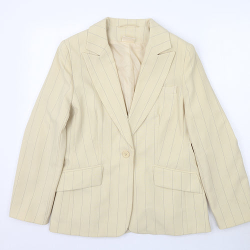 For Women Womens Beige Striped  Jacket Blazer Size 14