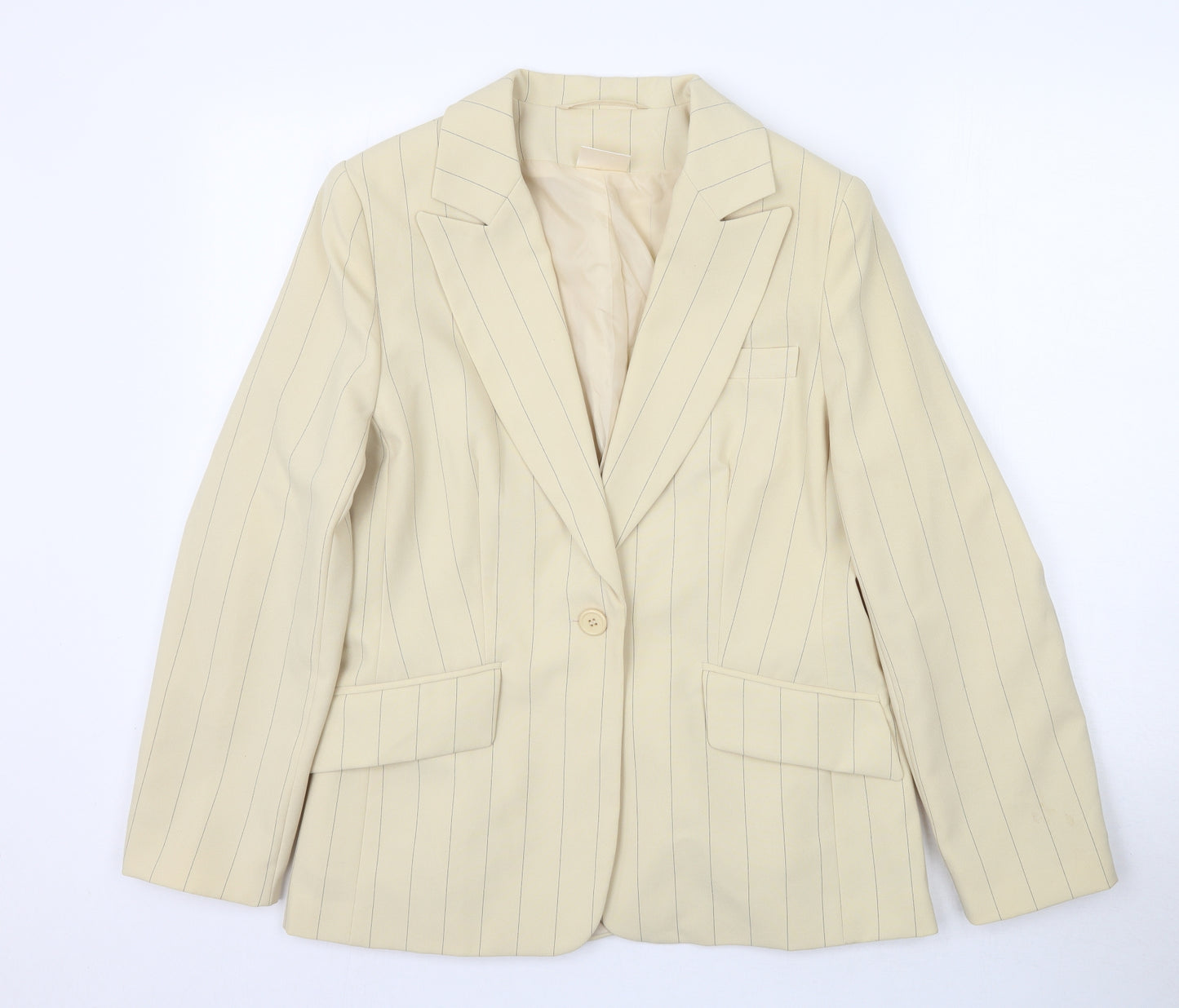For Women Womens Beige Striped  Jacket Blazer Size 14