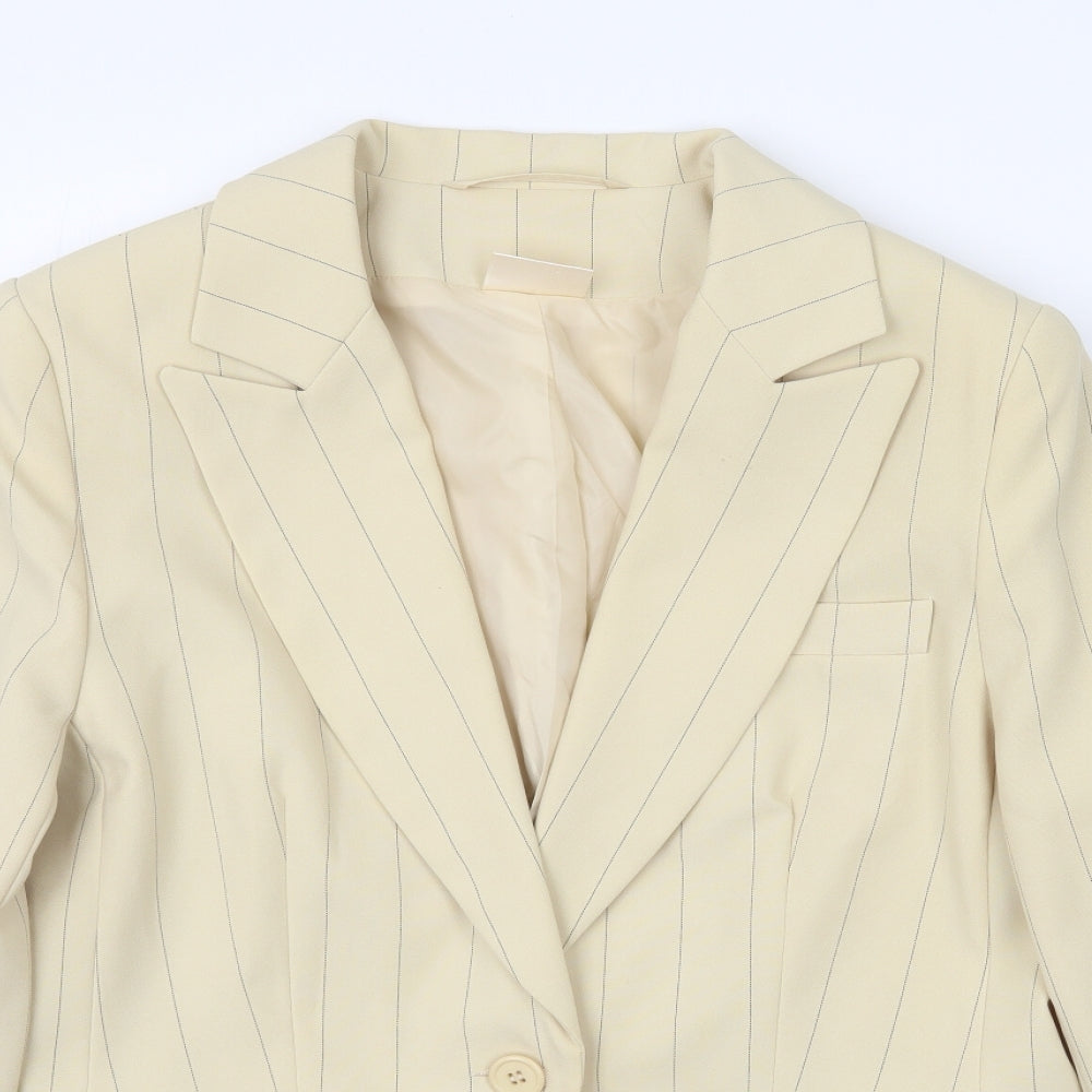 For Women Womens Beige Striped  Jacket Blazer Size 14