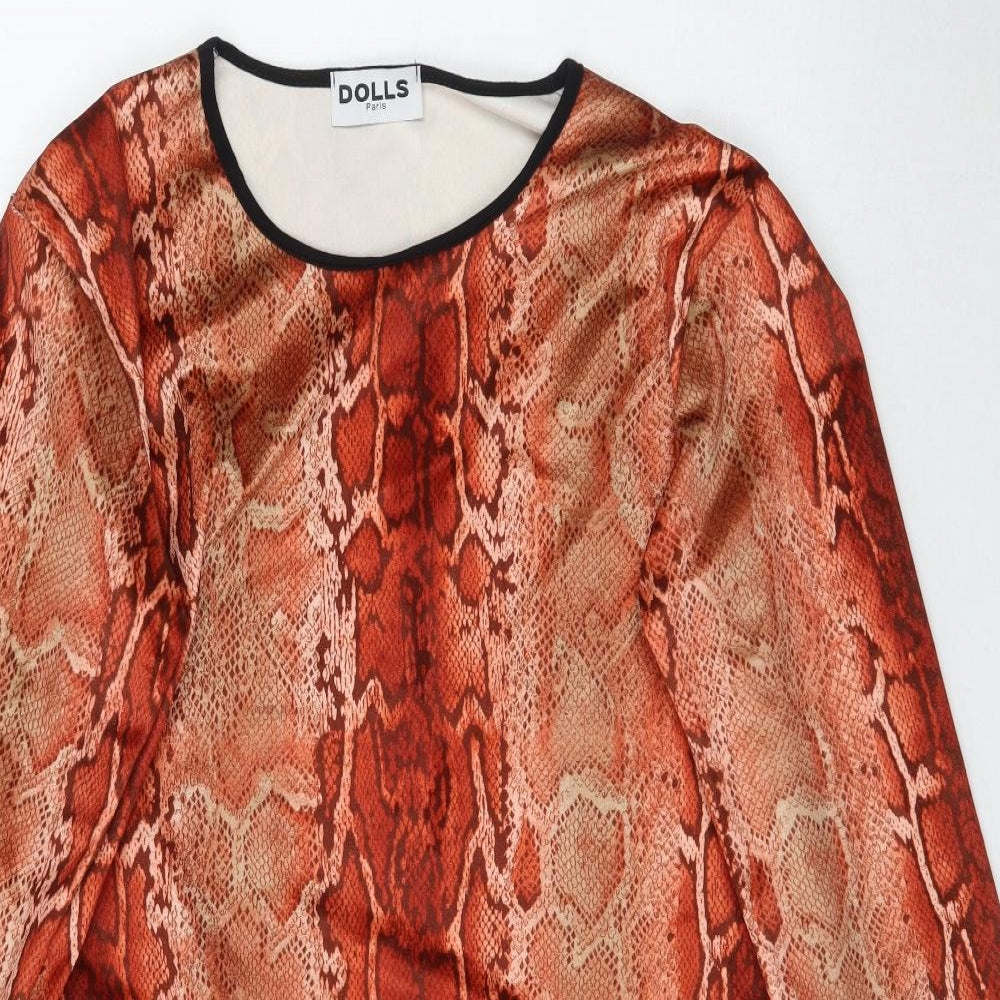 Preworn Womens Orange Animal Print  Mini  Size M  - Snake print