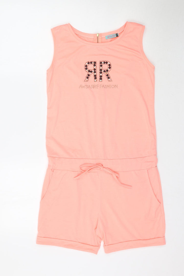 AWSARRE Womens Pink   Playsuit One-Piece Size M L5 in - Peach / Coral
