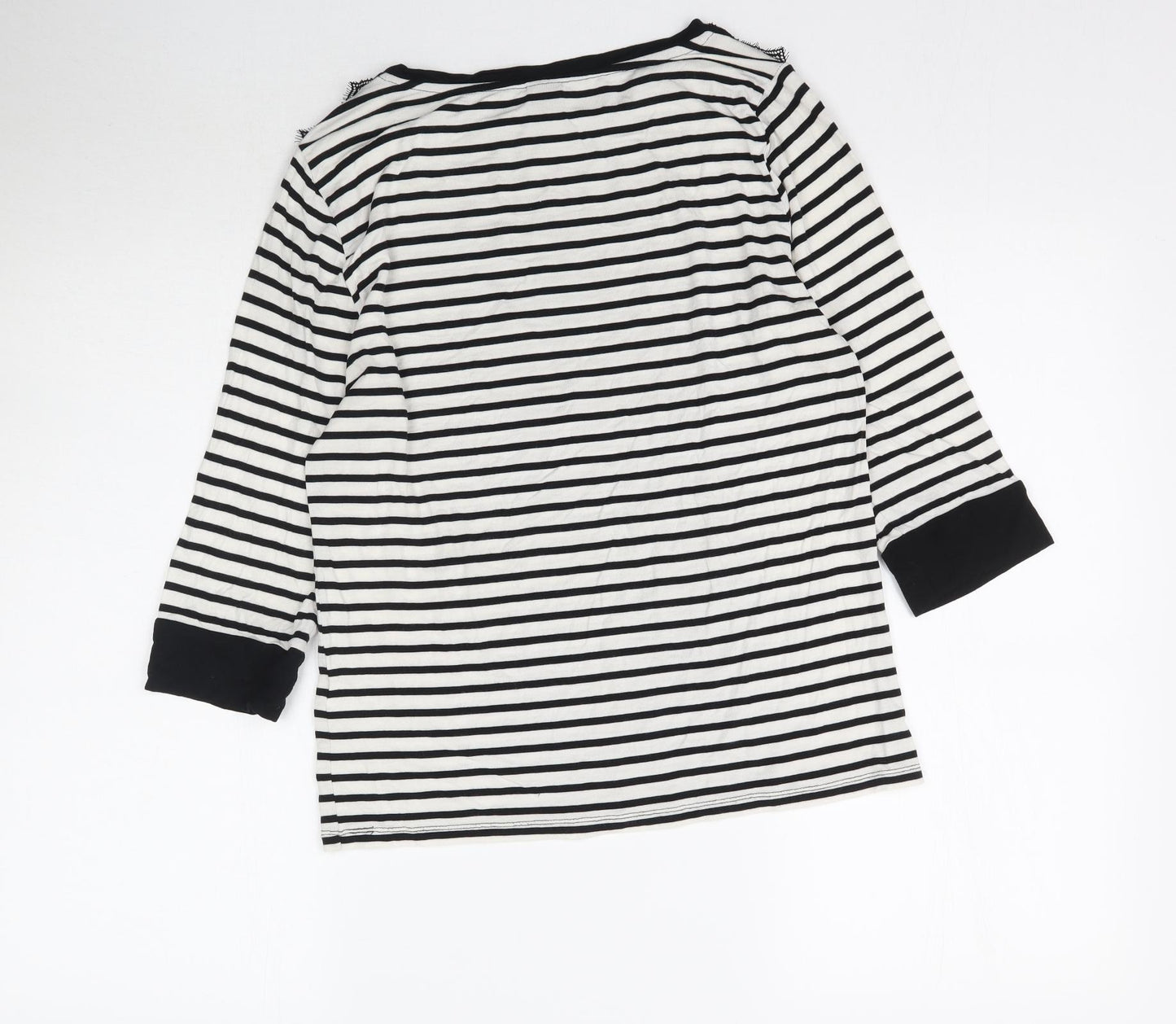 TU Womens White Striped  Basic T-Shirt Size 12