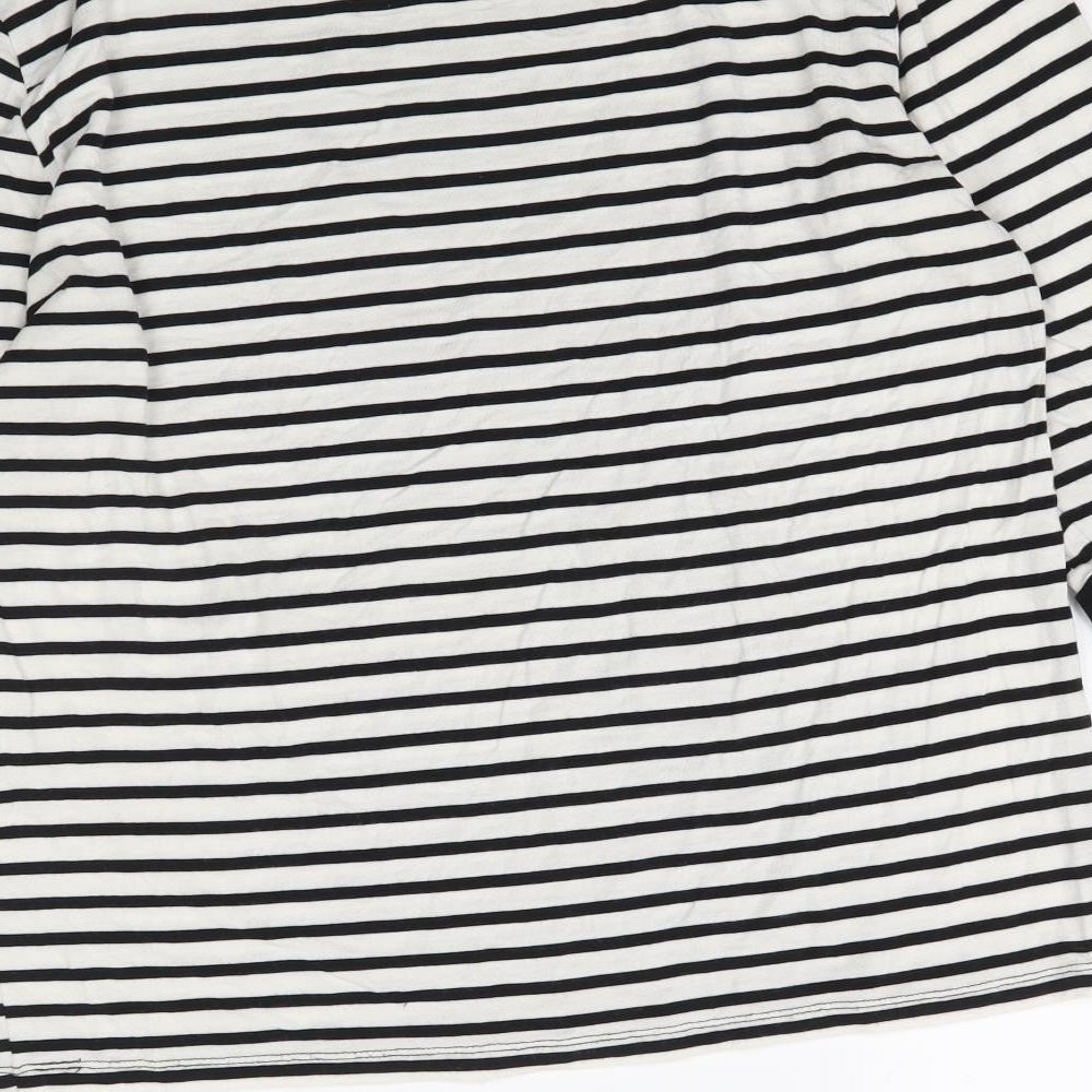 TU Womens White Striped  Basic T-Shirt Size 12