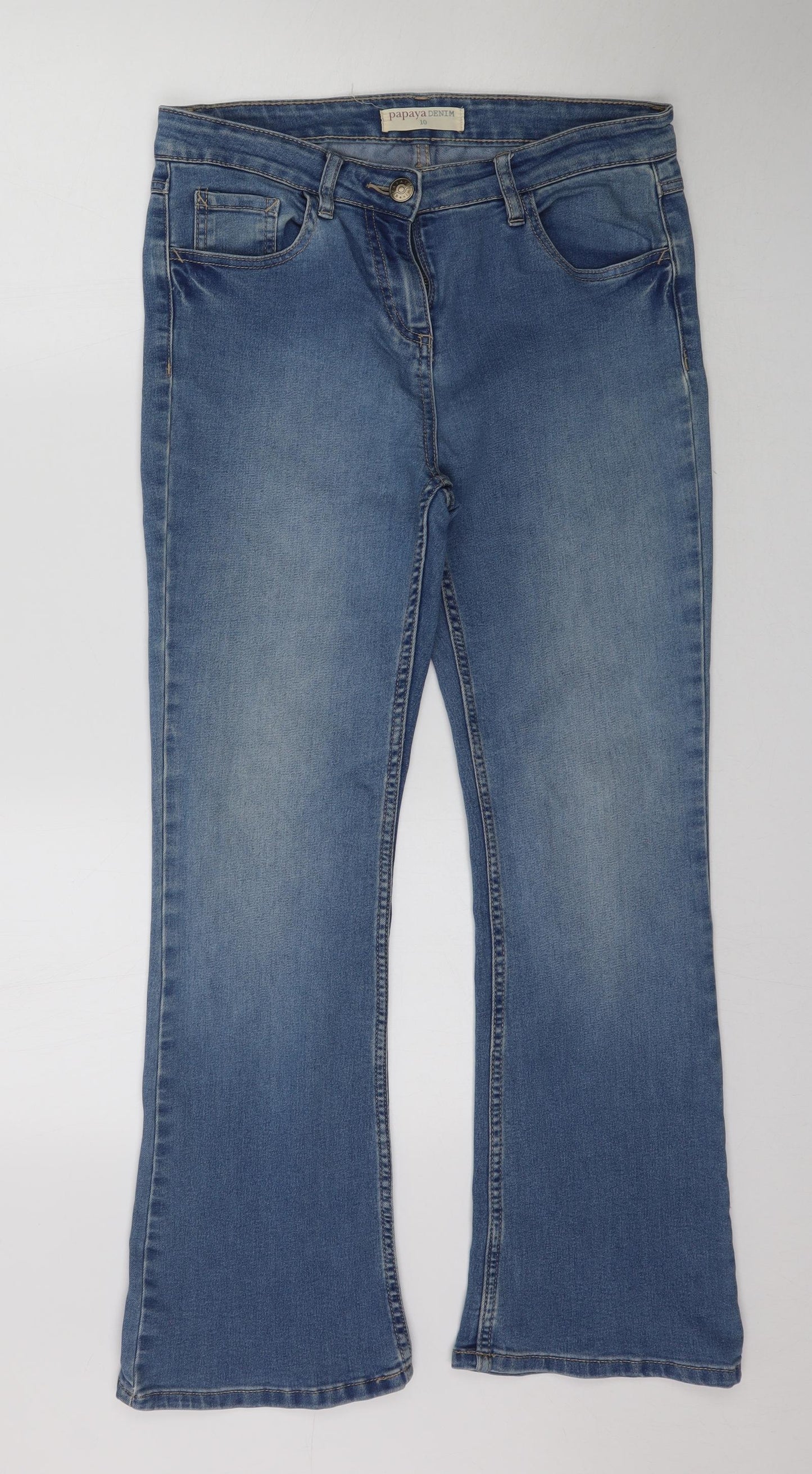 Papaya Womens Blue  Denim Flared Jeans Size 10 L28 in