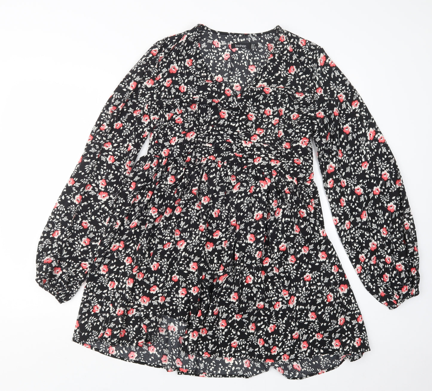 Boohoo Womens Black Geometric  A-Line  Size 12