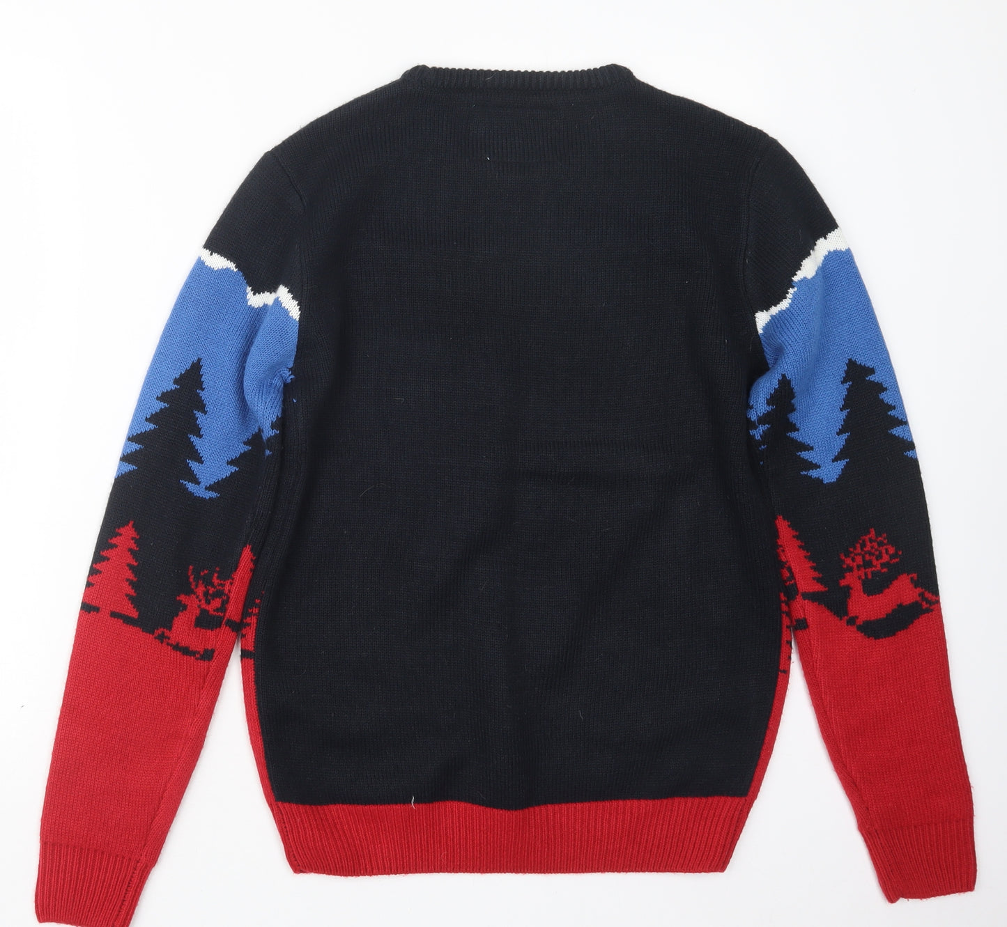 Cedar Wood State Mens Black Geometric Knit Pullover Jumper Size S  - Christmas