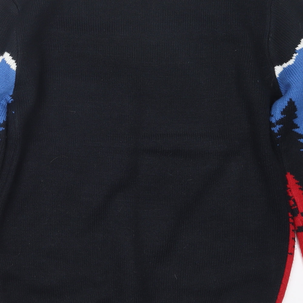 Cedar Wood State Mens Black Geometric Knit Pullover Jumper Size S  - Christmas