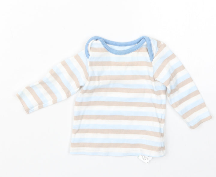 Marks and Spencer Boys Blue Striped  Basic T-Shirt Size 3-6 Months