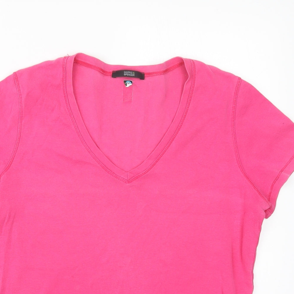 Marks and Spencer Womens Pink   Basic T-Shirt Size 16