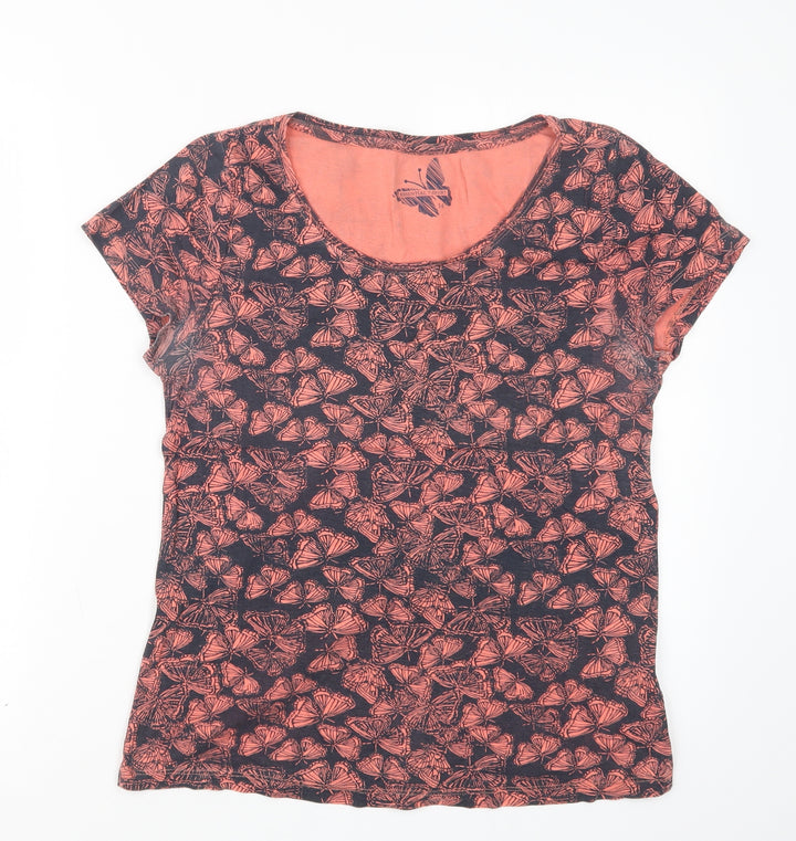 Debenhams Womens Pink Geometric  Basic T-Shirt Size 14  - Butterflies