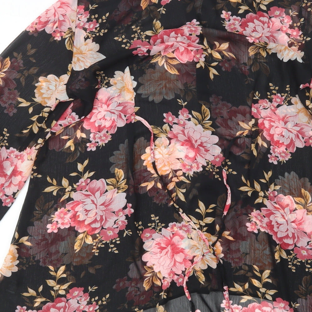 George Womens Black Floral  Basic Button-Up Size 12