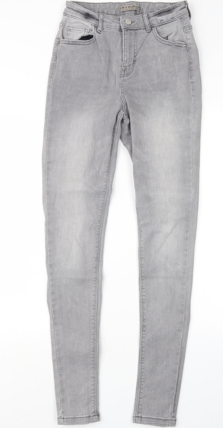 Denim Co. Womens Grey Denim Straight Jeans Size 10 L31 in