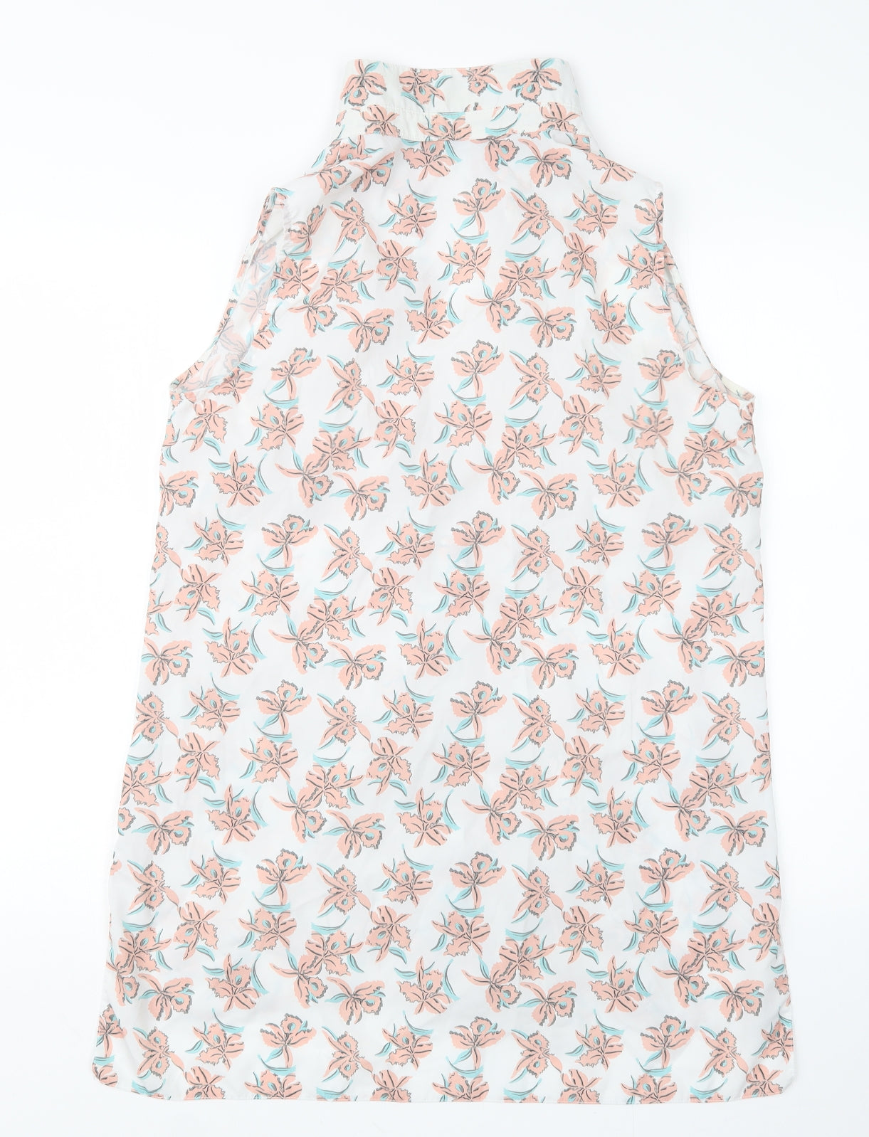 Select Womens White Floral  Basic Button-Up Size 14