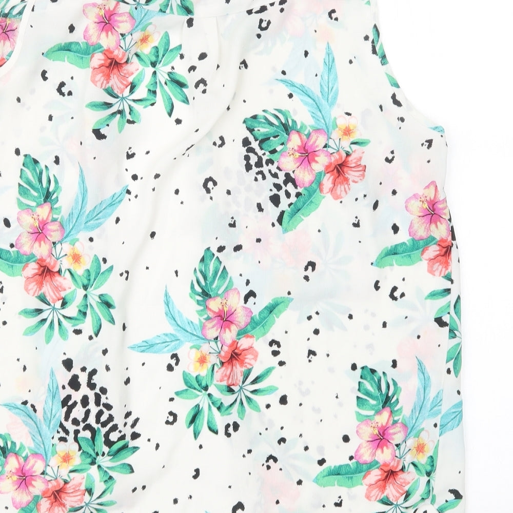 Primark Womens White Geometric  Basic Button-Up Size 14