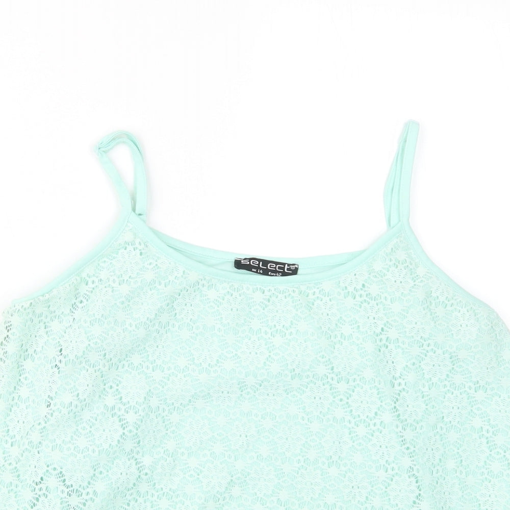 Select Womens Green  Lace Basic Blouse Size 14