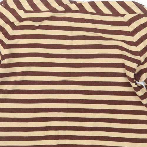 Emreco Womens Beige Striped  Basic T-Shirt Size 12