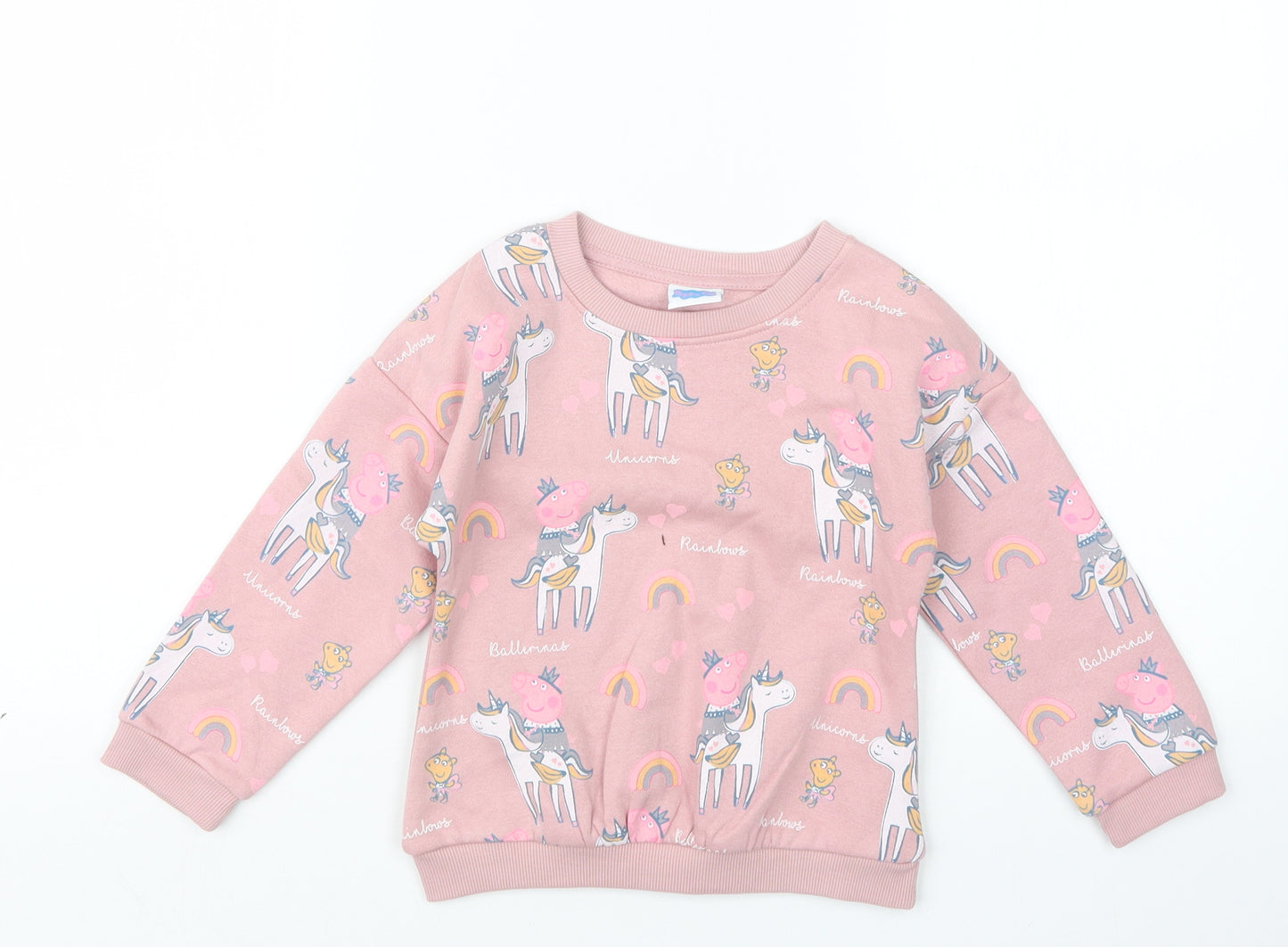TU Girls Pink Geometric  Pullover Jumper Size 3-4 Years  - Peppa Pig