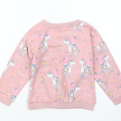 TU Girls Pink Geometric  Pullover Jumper Size 3-4 Years  - Peppa Pig