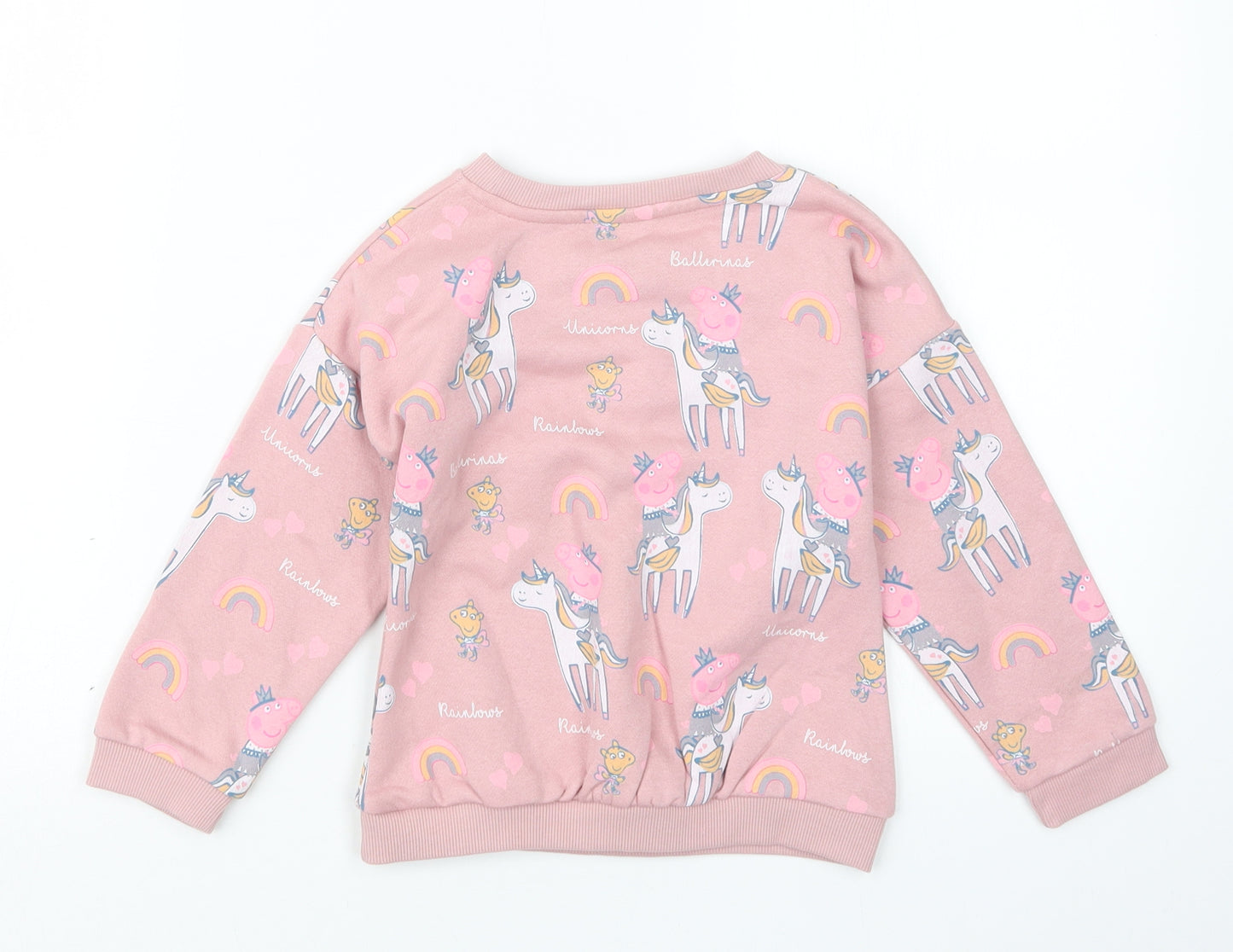 TU Girls Pink Geometric  Pullover Jumper Size 3-4 Years  - Peppa Pig