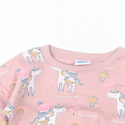 TU Girls Pink Geometric  Pullover Jumper Size 3-4 Years  - Peppa Pig