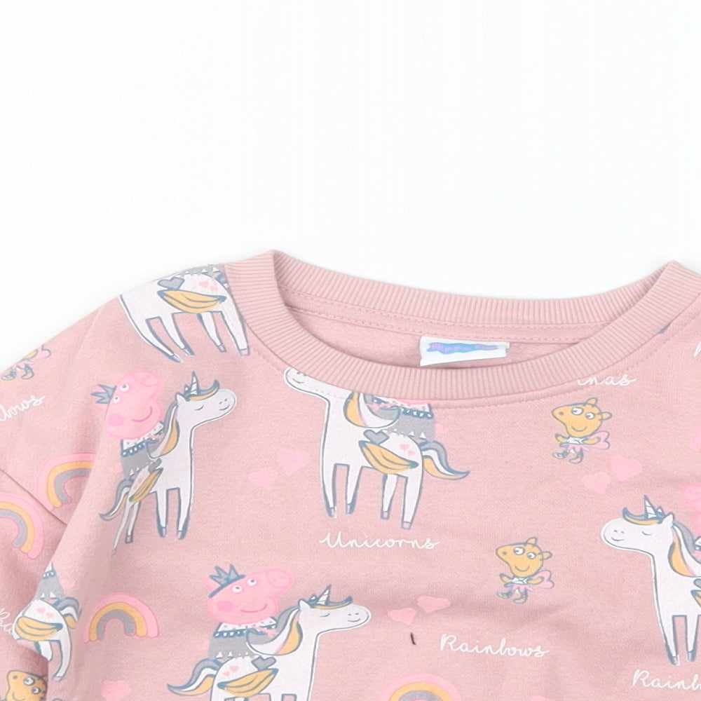 TU Girls Pink Geometric  Pullover Jumper Size 3-4 Years  - Peppa Pig