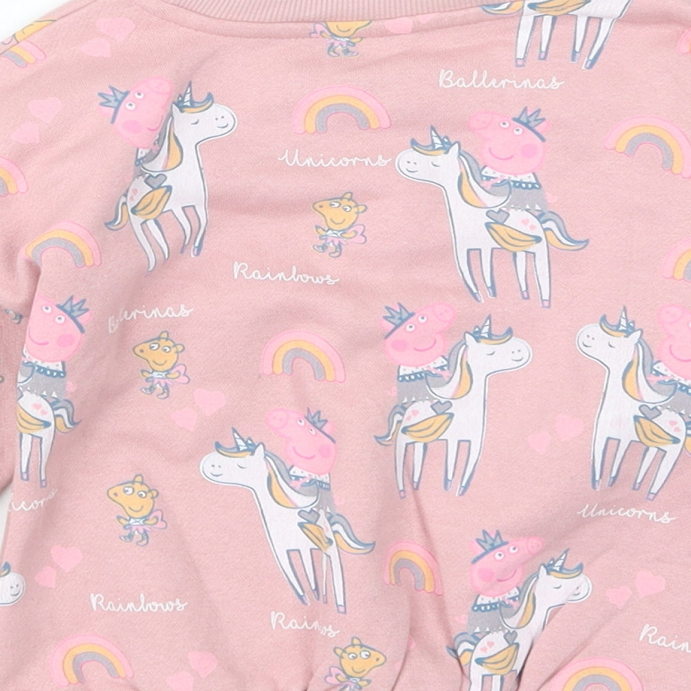 TU Girls Pink Geometric  Pullover Jumper Size 3-4 Years  - Peppa Pig