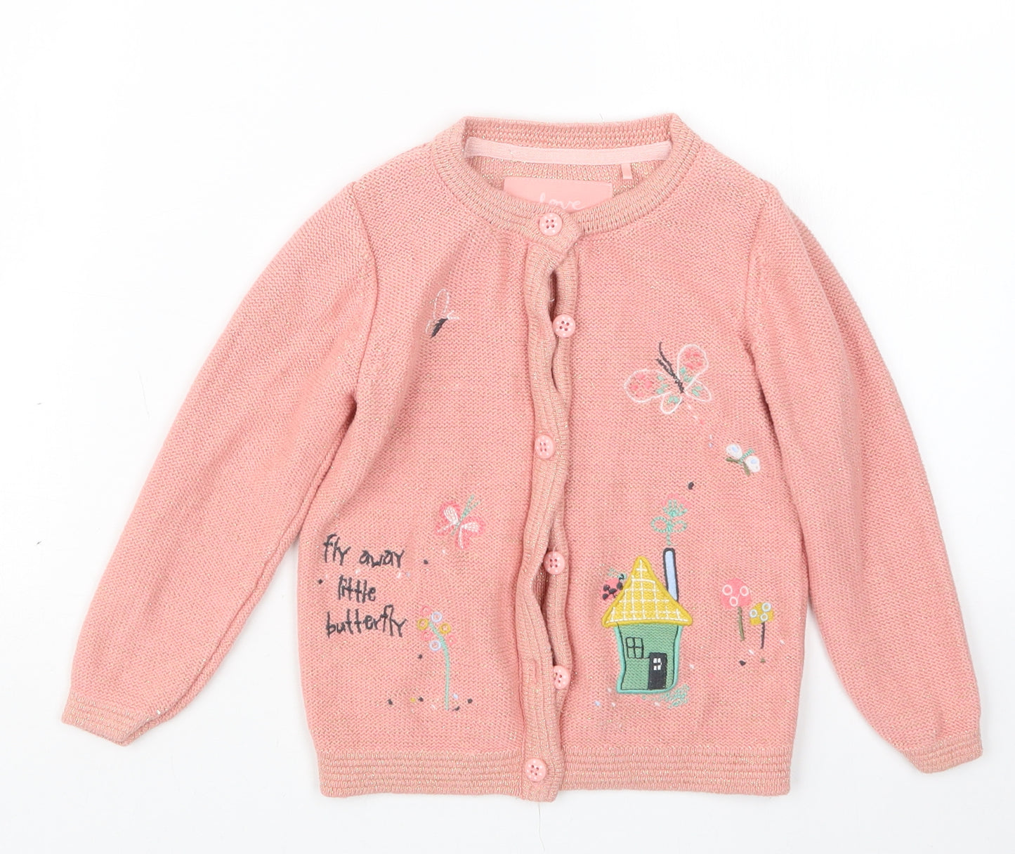 TU Girls Pink  Knit Cardigan Jumper Size 3-4 Years