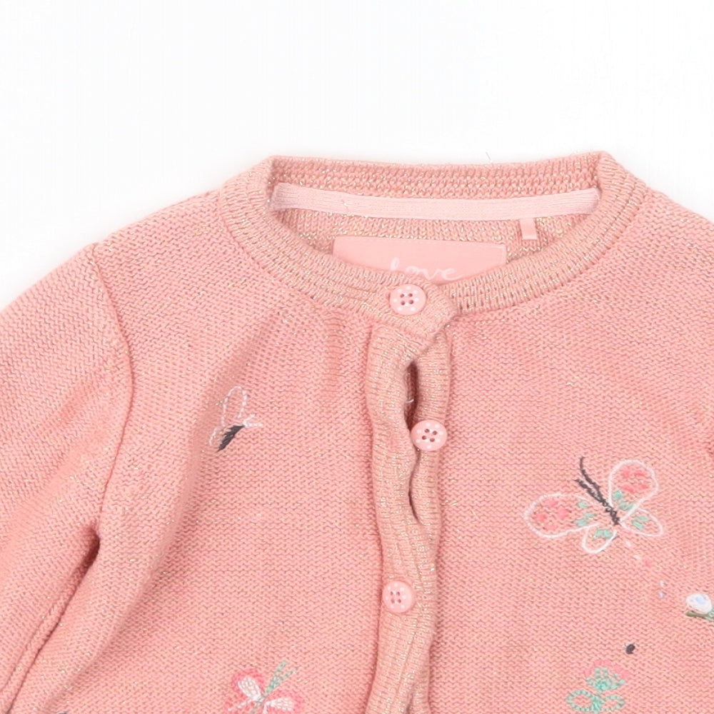 TU Girls Pink  Knit Cardigan Jumper Size 3-4 Years
