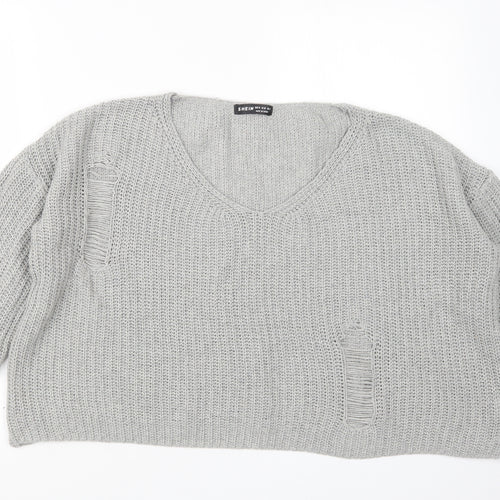 SheIn Womens Grey  Knit Pullover Jumper Size M