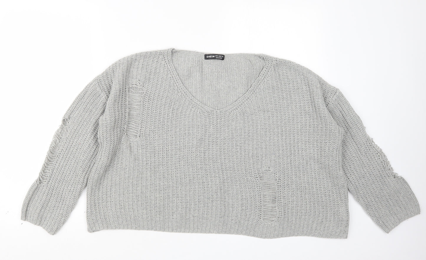 SheIn Womens Grey  Knit Pullover Jumper Size M