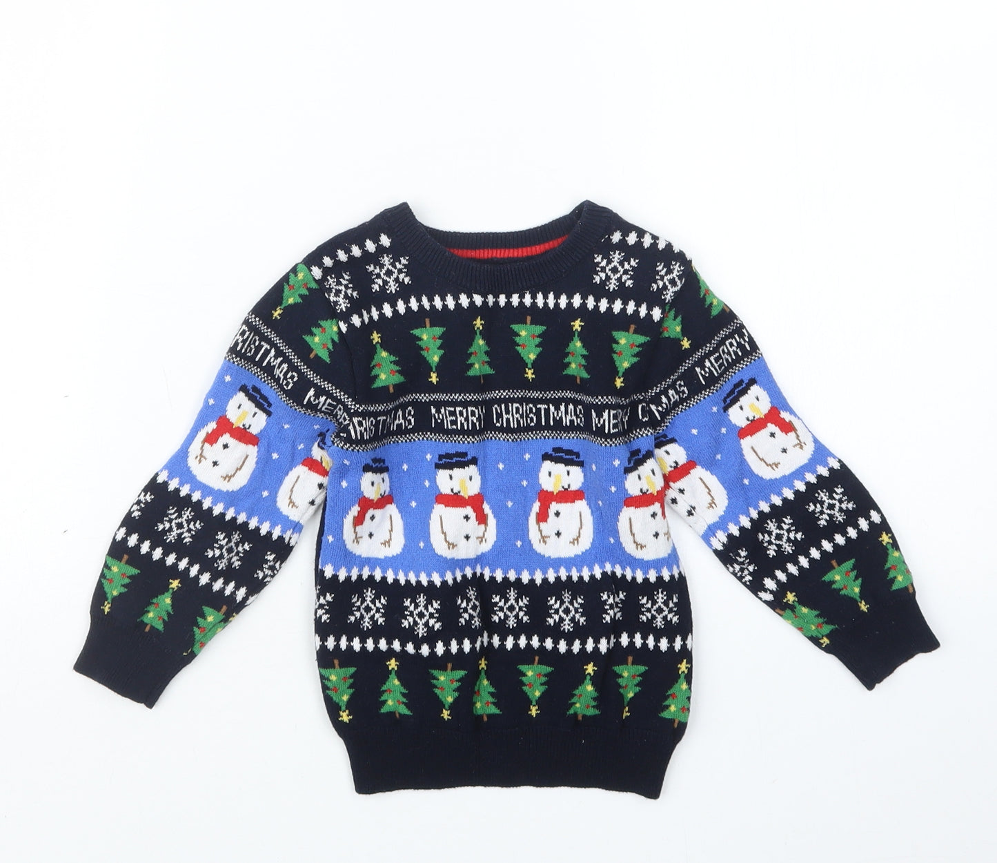 Primark Boys Blue Geometric Knit Pullover Jumper Size 12-18 Months  - Christmas