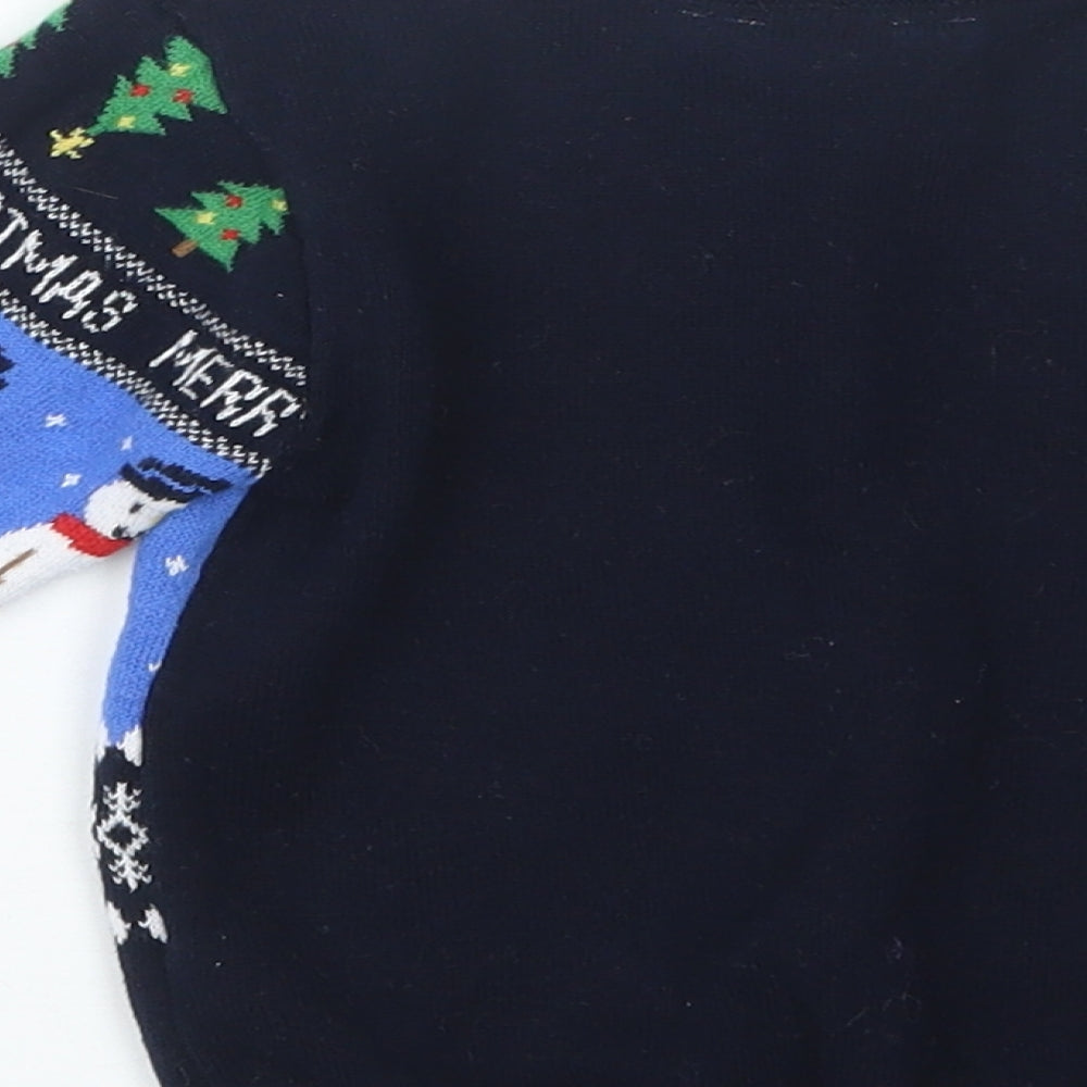 Primark Boys Blue Geometric Knit Pullover Jumper Size 12-18 Months  - Christmas