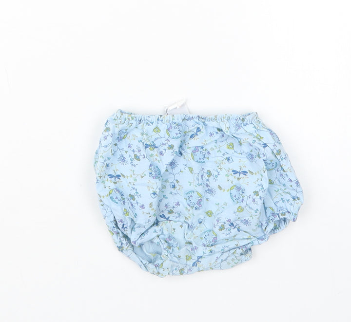 Petit Bateau Girls Blue Geometric  Cropped Trousers Size 12 Months