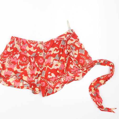 French Connection Womens Red Geometric  Hot Pants Shorts Size S