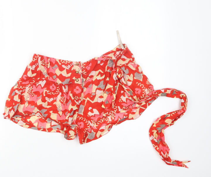 French Connection Womens Red Geometric Hot Pants Shorts Size S