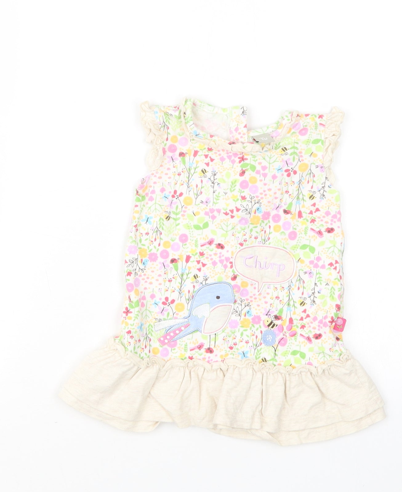 TU Girls Beige Geometric  Basic T-Shirt Size 9-12 Months